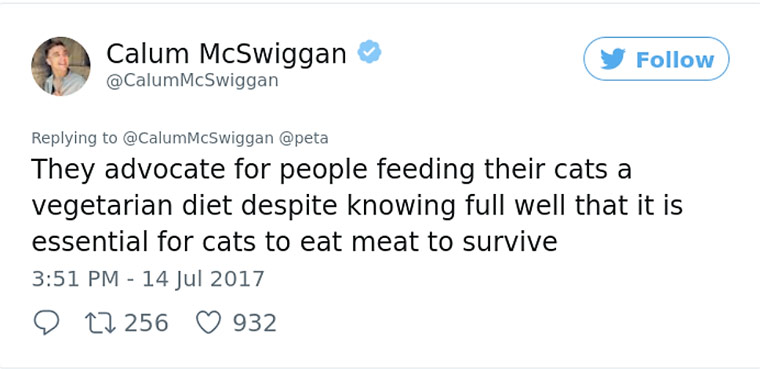 Britischer YouTuber Calum McSwiggan prangert PETA an