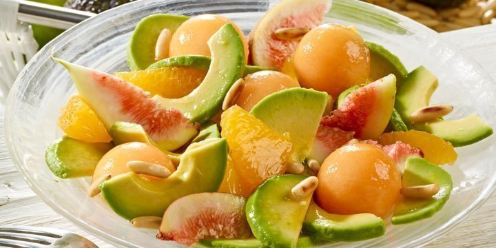 Rezept für veganen Avocadosalat mit Melone