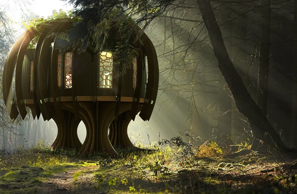 Magisches Baumhaus: Stilles Leben aus Holz im Feenwald