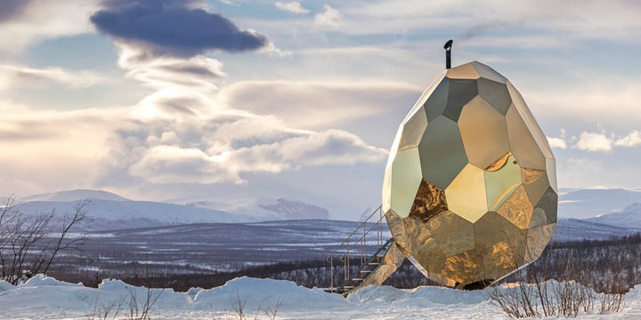 Solar Egg - eine eiförmige Sauna im Norden Schwedens